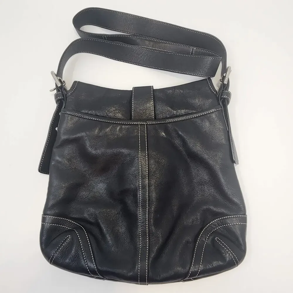 Coach 9480 Soho Flap Satchel Black Leather Crossbody Bag Vintage Designer 1990s